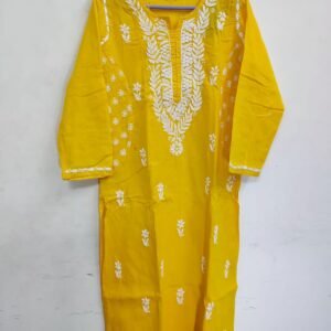 Yellow Embroidered Kurti