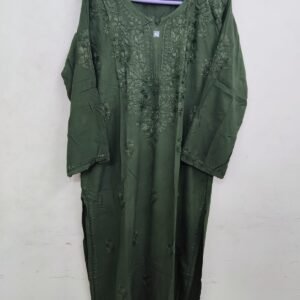 Mehandi Color Embroidered Kurti