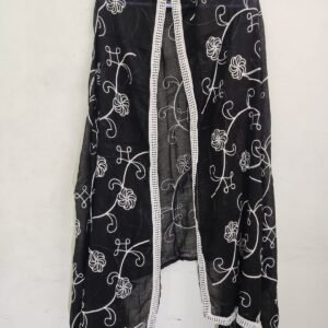 Black Cotton Embroidered Women?s Dupatta