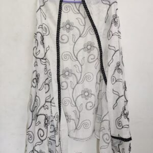 Cotton Embroidered White Dupatta